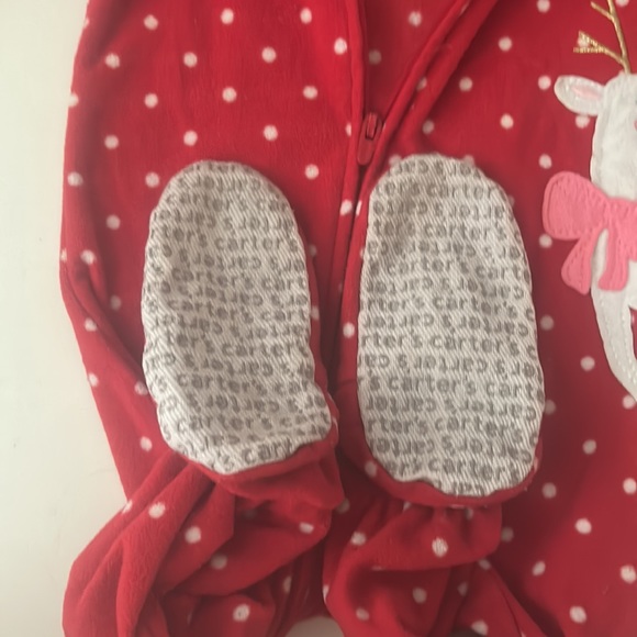 Carters girls Christmas holiday zippered footie pajamas size 12 months - Picture 4 of 5